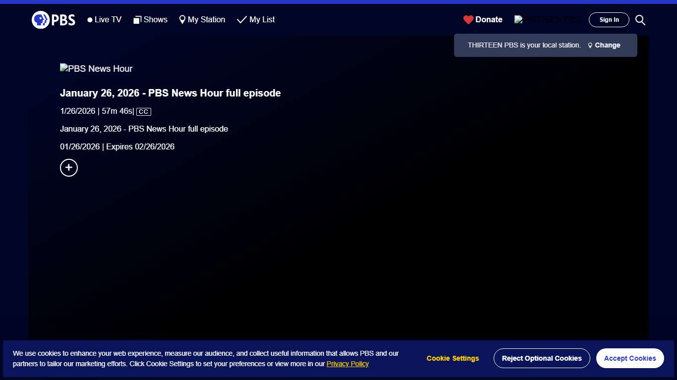 PBS News Hour Season 2026 January 26, 2026 - PBS News Hour full episode PBS